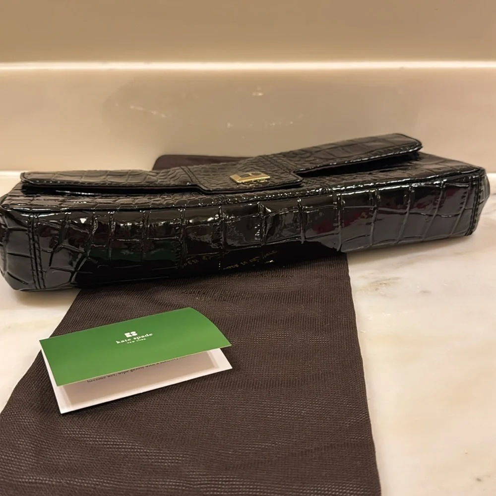 Kate Spade black patent leather clutch